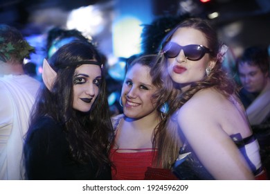 Ljubljana , Slovenia  Europe - 03 09 2011: Masquerade costume party at top club in Ljubljana   beautiful girls good fairies