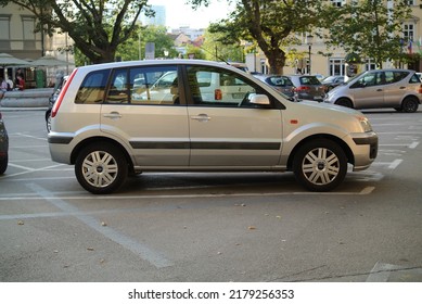 LJUBLJANA, SLOVENIA - JULY 8, 2022: Ford Fusion 2000s Compact Car On The City Street