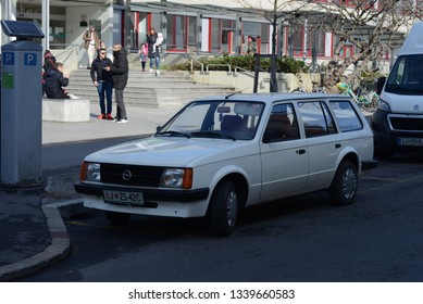 LJUBLJANA, SLOVENIA - MARCH 14, 2019: Opel Kadett D Caravan 1.6D Diesel Popular German Compact Estate (station Wagon) 1980s Car On The City Street