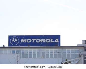 LJUBLJANA, SLOVENIA - MARCH 22 2019: Motorola Solutions Sign. Motorola Solutions Serves Public Safety And Commercial Customers