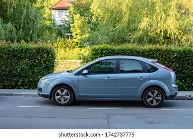 LJUBLJANA, SLOVENIA - MAY 27, 2020: Ford Focus 2 Popular Compact 2000s Car On The City Street