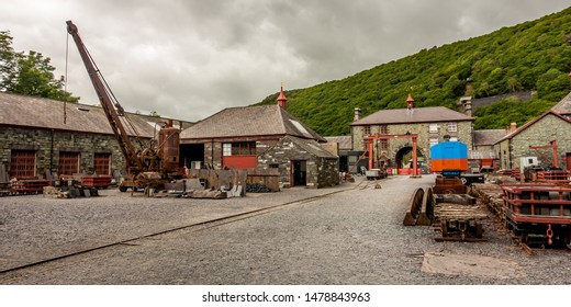 Llanberis, Wales, UK – July 01 2019. National Slate Museum, Llanberis, North Wales. Historical And Traditional Slate Mining Equipment, Artifacts And Memorabilia 