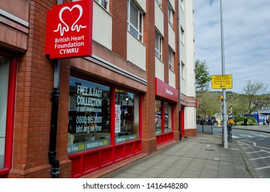 Llandudno, UK - May 6, 2019: The Llandudno Branch Of The British Heart Foundation Home Store. The Charity Shop Specialises In Used Furniture, Household Appliances And Electrical Goods.