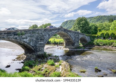 Llanrwst, Wales - 8 June 2021: Gower's Bridge, Llanwrst, North Wales