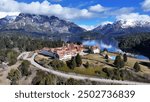 Llao Llao Hotel At San Carlos De Bariloche In Rio Negro Argentina. Snowy Mountains. Chico Circuit. Travel Background. Llao Llao Hotel At San Carlos De Bariloche In Rio Negro Argentina.