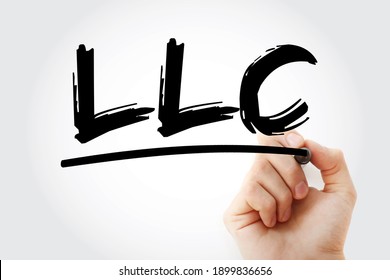 LLC - Limited Liability Company is a business structure that protects its owners from personal responsibility for its debts or liabilities, acronym text concept with marker