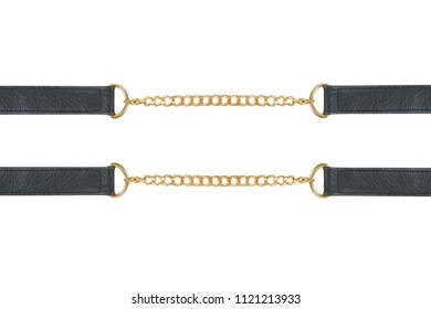 Lleather Sash And Gold Chain Isolated On White With Clipping Path