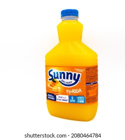 Lloret De Mar, Spain - 11.24.2021: Sunny Delight Florida Orange Juice Bottle