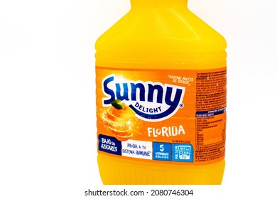 Lloret De Mar, Spain - 11.24.2021: Sunny Delight Florida Orange Juice Bottle