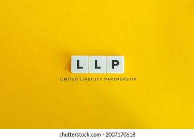 LLP (Limited Liability Partnership) Banner And Concept. Block Letters On Bright Orange Background. Minimal Aesthetics.