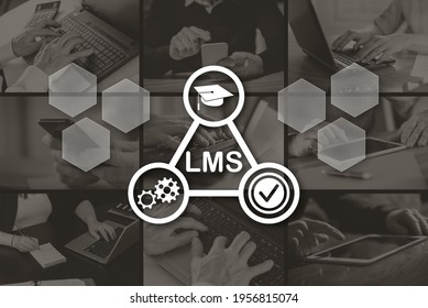 Lms Concept Illustrated By Pictures On Background