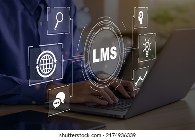 LMS - Learning Management System for lesson and online education, course, application, study, e learning, knowledge everywhere and every time.LMS icon. - Shutterstock ID 2174936339