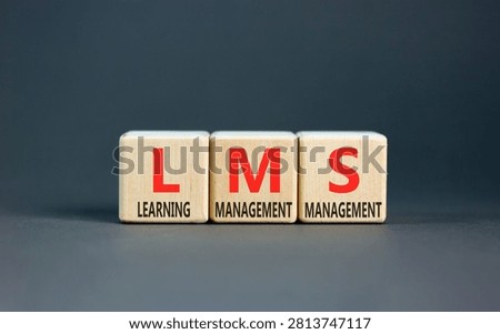 LMS learning management system symbol. Concept words LMS learning management system on beautiful wooden blocks. Beautiful grey background. Business LMS learning management system concept. Copy space