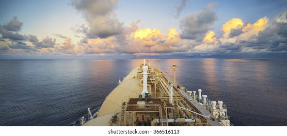 An LNG (Liquefied Natural Gas) Vessel Sailing Through The Indian Ocean