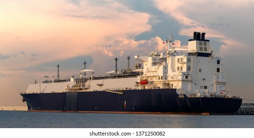 LNG Oil Tanker At LNG Terminal