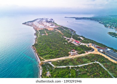 LNG Terminal On Krk Island Aerial View, Energy Port In Croatia