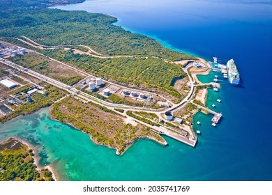 LNG Terminal On Krk Island Aerial View, Energy Port In Croatia