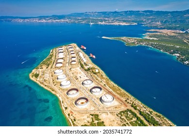 LNG Terminal On Krk Island Aerial View, Energy Port In Croatia