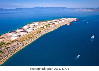 LNG Terminal On Krk Island Aerial View, Energy Port In Croatia