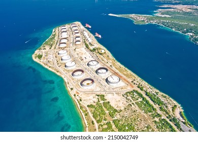 LNG Terminal On Krk Island Aerial View, Energy Port In Croatia