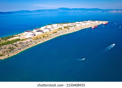 LNG Terminal On Krk Island Aerial View, Energy Port In Croatia