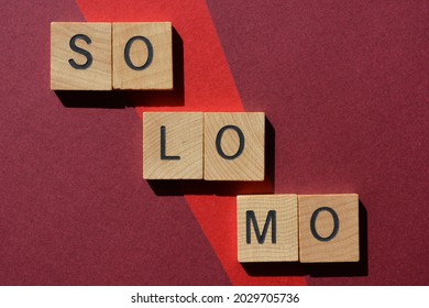 So Lo Mo, Abbreviation For Social, Local, Mobile, Marketing Buzzwords In Wooden Alphabet Letters, Isolated On Background