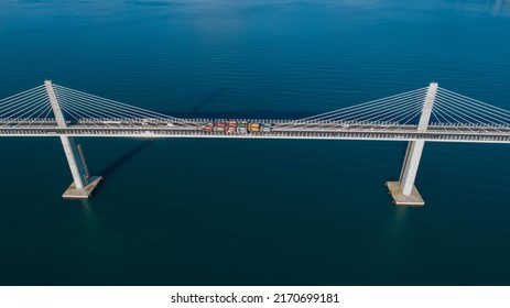 Load testing of the Peljesac bridge, Croatia - Shutterstock ID 2170699181