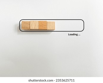 Loading bar. Wooden cube block shape in progress bar with loading text isolated on white background - Powered by Shutterstock