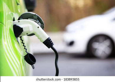 Loading energy of an electric car  in Prague Czech republic