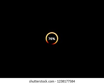 Loading icon with progress 76% and waiting for digital TV display