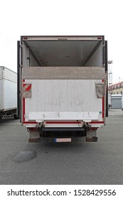 Loading Lift Ramp At Cargo Truck Transport