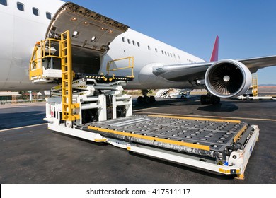 Loading Platform Of Air Freight To The Aircraft