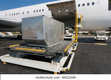 Loading Platform Of Air Freight To The Aircraft