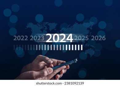 Loading progress from 2023 to 2024 to countdown happy new year.
