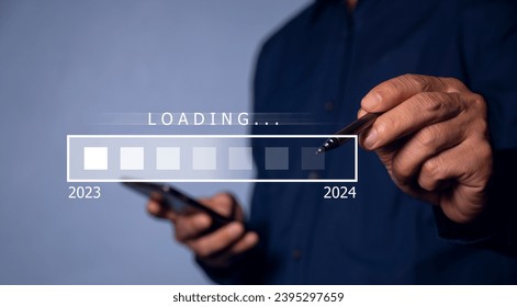 Loading progress from 2023 to 2024 until the countdown, Merry Christmas and Happy New Year. Challenging planning and strategy ideas in New Year 2024 concept - Shutterstock ID 2395297659