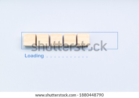 Loading the progress bar with wooden cubes. Download progress. Loading status