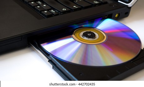 Loading Cd Rom Into Laptop Stock Photo (Edit Now) 1985773