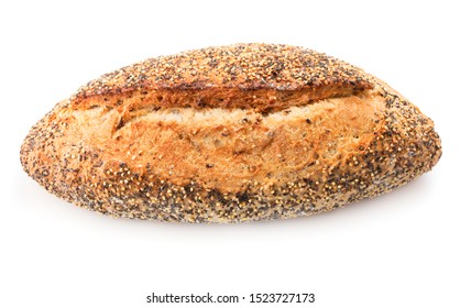 loaf of bread with ceeds isolated on white background