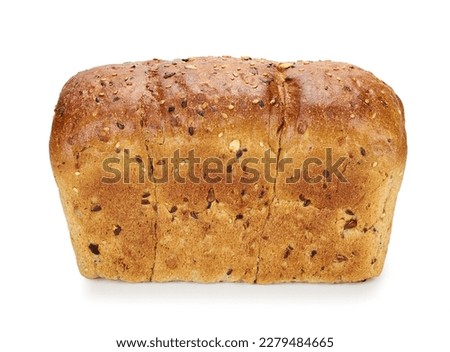 Loaf of bread isolated on white background. Whole bread.Horizontal frame.Studio.