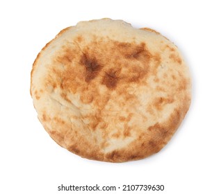 Loaf Of Delicious Fresh Pita Bread On White Background, Top View