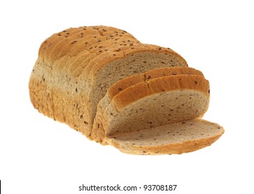 A Loaf Of Flaxseed Bread At An Angle.