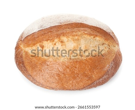 Loaf of fresh bread isolated on white, above view