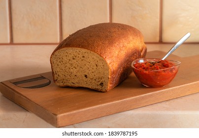 Loaf Of Keto Bread And Home-made Tomato Dip.  