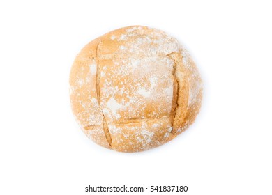 Loaf Of Small Rustic Bread On White Background