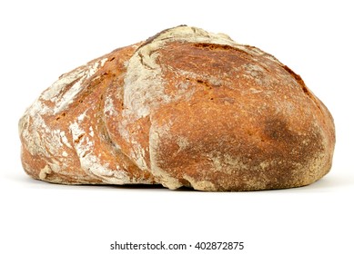 Loaf Of Sourdough Bread Isolated On A White Background.