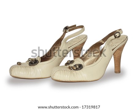 loafers with decorative buckle on white background