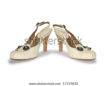 loafers with decorative buckle on white background