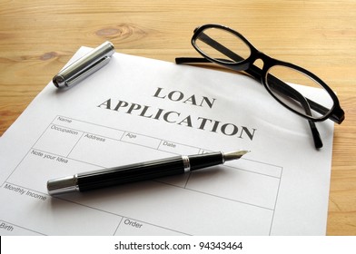 loan application form or document in bank office showing finance concept
