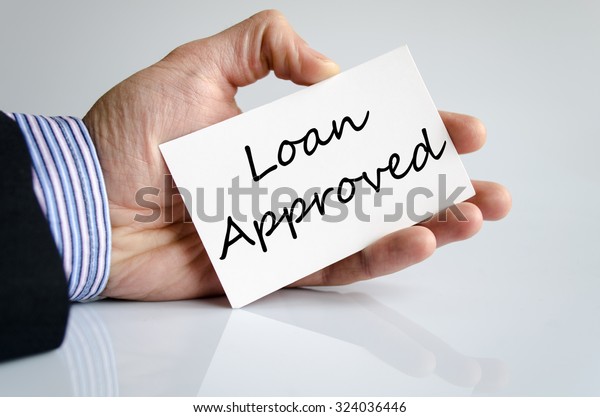 Loan\
approved text concept isolated over white\
background