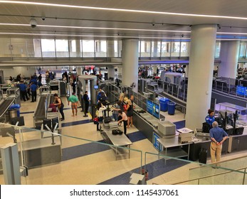 LOAS ANGELES, CA, USA - JUN 24, 2018: TSA Security Check Point. 